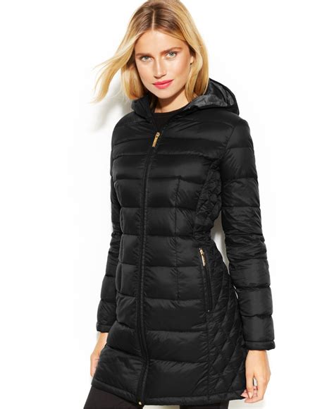 michael kors black padded parka coat